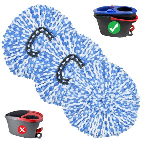 Mop Heads Replacements for Oceda Mop Replace Head RinseClean 2-Tank System, 3 Pack Spin Mop Replacement Head, Microfiber Mop Refills, Machine Washable and Deep Cleaning (NOT for 1-Tank System)