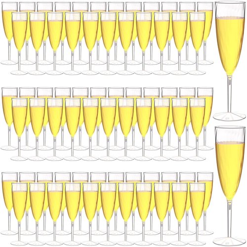 Gerrii Disposable Plastic Champagne Flute Plastic Flutes Clear Champagne Glasses Disposable Ideal for Home Daily Wedding Toasting Drinking Party Supplies (72 Pcs)