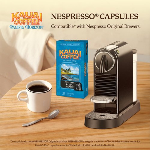 Kauai Coffee Espresso Pods Compatible with Nespresso Original Coffee Makers – 10% Hawaiian Arabica Coffee – Medium & Dark Roast Variety Pack – Poipu Beach and Wailua Falls, 4 Packs of 10 Espresso Pods