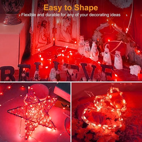 Btfarm Fairy Lights - 20 LED Battery Operated Twinkle Lights | Waterproof 7ft Silver Wire for Christmas & Weddings