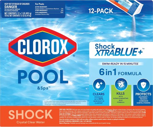 Clorox® Pool&Spa™ XTRABLUE® Shock - Kills Bacteria & Algae Fast, Swim-Ready in 15 Minutes | 12-Pack Granular