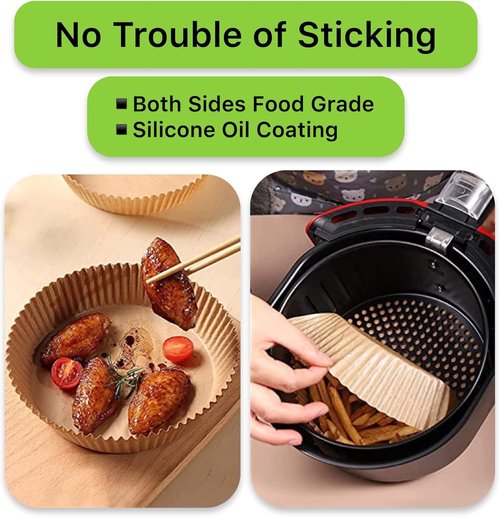 Air Fryer Liners - 100PCS Unbleached Non-Stick Parchment Paper for 5 to 8 Qt Air Fryers | 7.9 Inch