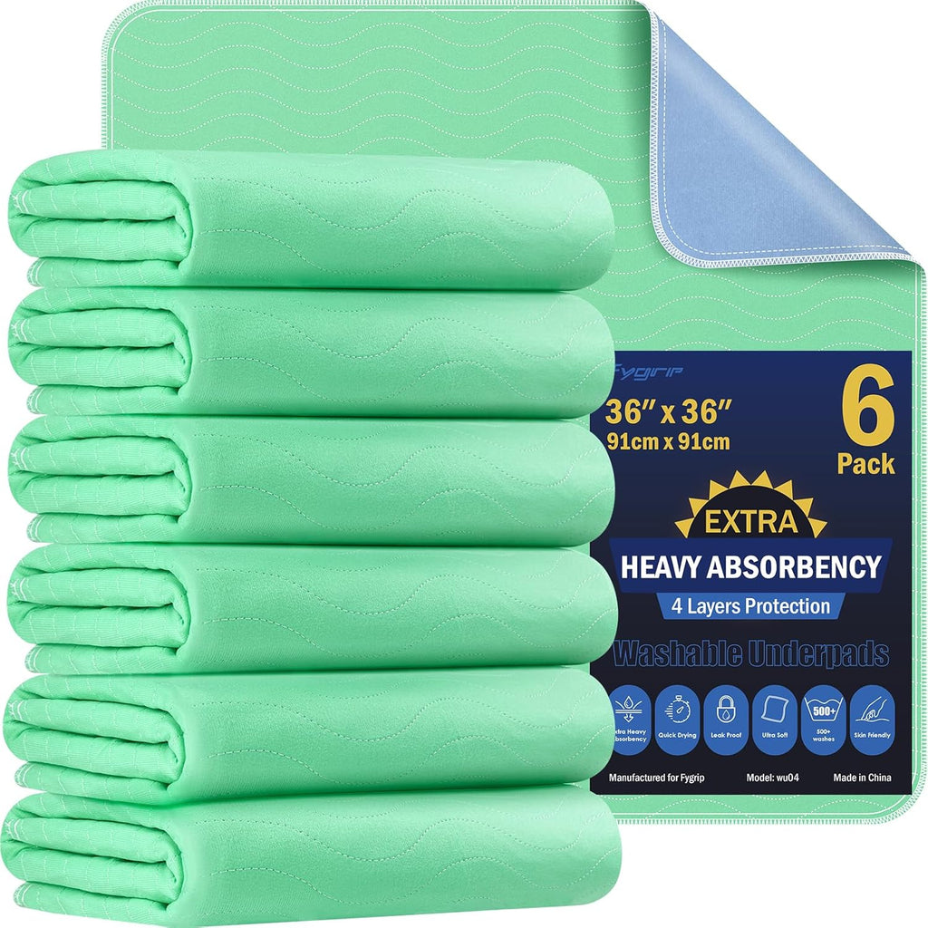 Skiennix Extra Heavy Absorbency Washable Underpads - 36” x 36” Waterproof Nursing Pads for Incontinence & Pets