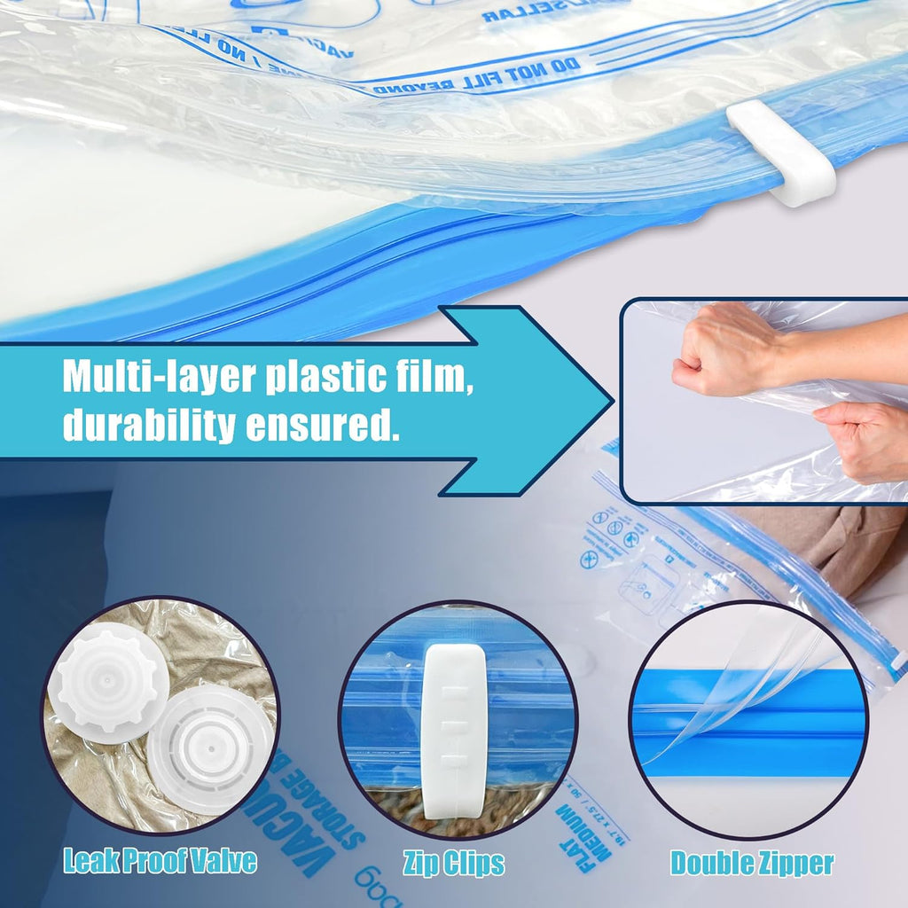 Skiennix Jumbo Vacuum Storage Bags - Extra Large Seal Bags for Bedding, Blankets & Clothing (3J + 3XXL)
