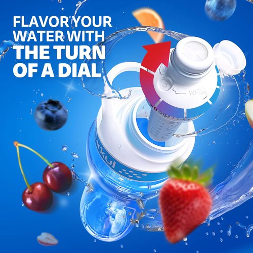 Cirkul 22oz BPA-Free Water Bottle Starter Kit - Blue Lid & 3 Flavor Cartridges | Zero Calories