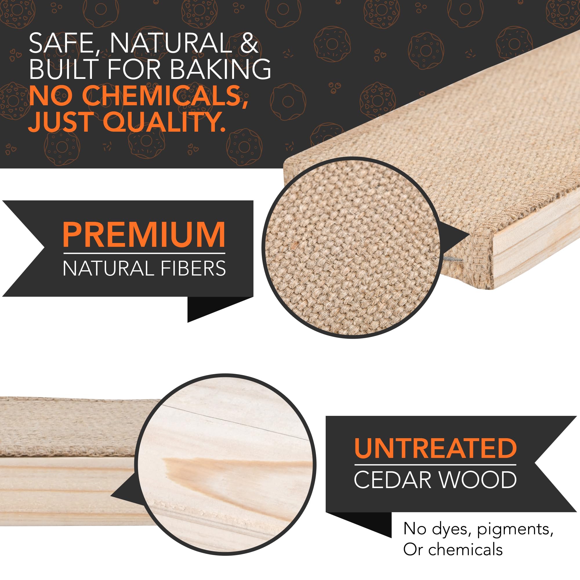 Bagel Baking Boards 2-Pack | 15.7 x 3.5 x 0.8" Burlap Covered Cedar Boards | Bagel Boards for Baking Bagels | Food Grade Burlap & Cedar| Perfect for New York Style Bagel Making