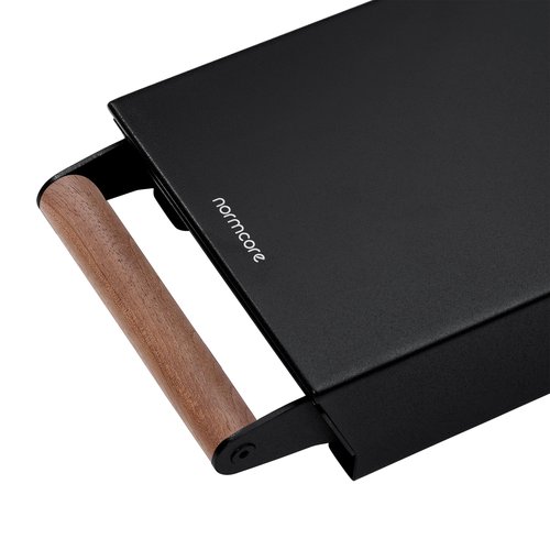 Normcore Espresso Knock Box Drawer, 304 Stainless Steel Under-Grinder Knock-Out Drawer with Walnut Wood Handle Fits Niche Zero & Fellow Ode, Shock-Absorbing Knock Bar, Size S, Matte Black