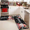 Yovirinto Red Buffalo Plaid Snowflake Christmas Kitchen Rugs and Mats Set of 2, Winter Home Decor Low-Profile Floor Mat Decorations for Home Kitchen 17"x47"+17"x30"