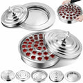 2 Pcs Silver Church Communion Set, Holy Trays & Plates with Lids, 1 Silver Communion Tray+1 Communion Plate for Church Services, Weddings & Religious Gatherings Silver (Cups Not Included)