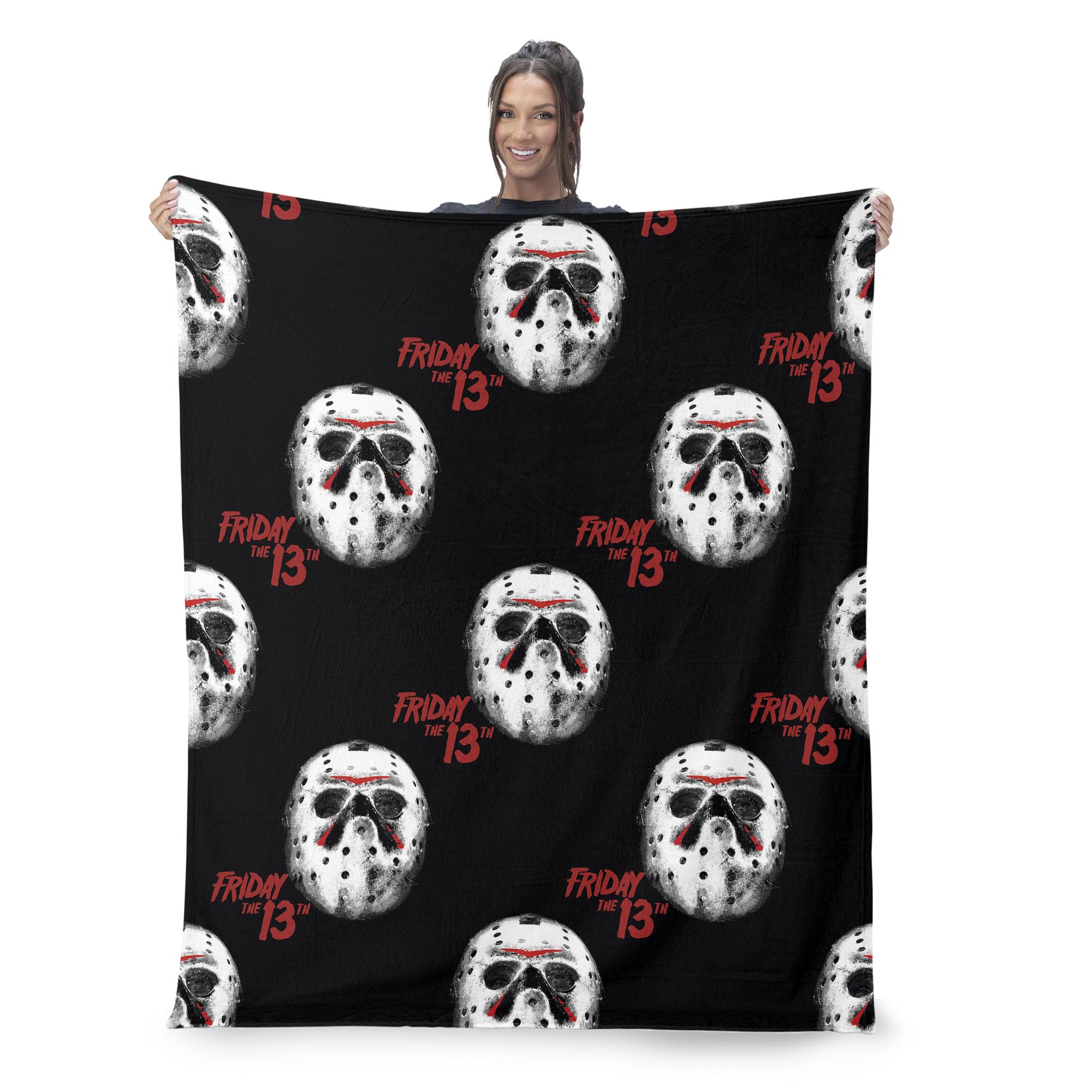 Warner Brothers Friday 13th Bloody Hands Halloween Silk Touch Throw Blanket for Bed and Couch, Cozy, Soft & Lightweight, Spooky Blankets, 50x70 inches