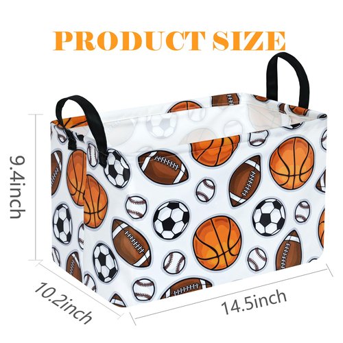 DUYIY Rectangle Basketball Football Gift Storage Basket Home Shelf Storage Basket Organizer Box Clothes Laundry Hamper Nursery Basket Laundry Basket with Handles （Color Balls）