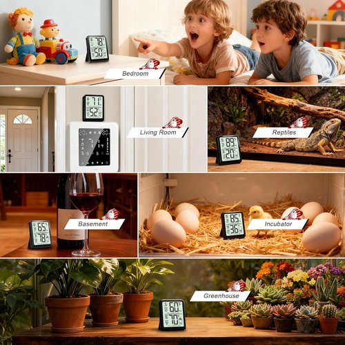 Antonki Digital Room Thermometer | Indoor Hygrometer with Max/Min Record - Battery Included, Compact Size