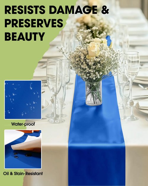 Pureegg Navy Blue Plastic Table Runners - 10 Pack, 14'' x 108'', Water Resistant & Disposable Centerpiece Decorations for Table Cloth, Wedding, Birthday, Holiday, Baby Shower, Party, Home Decor