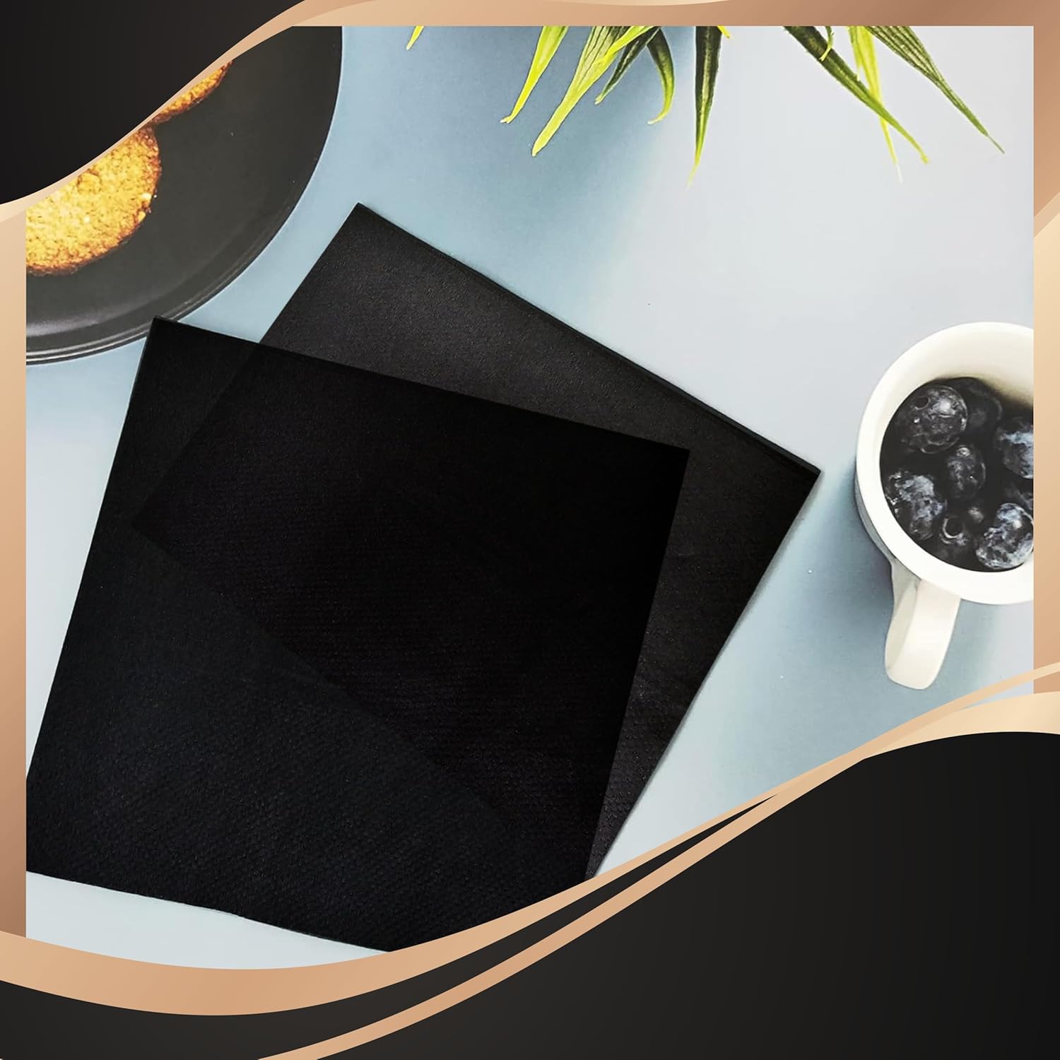 Perfect Stix - 2 Ply Black Napkin-100ct Paper Cocktail Beverage Napkins, 2-Ply, Black (Pack of 100)