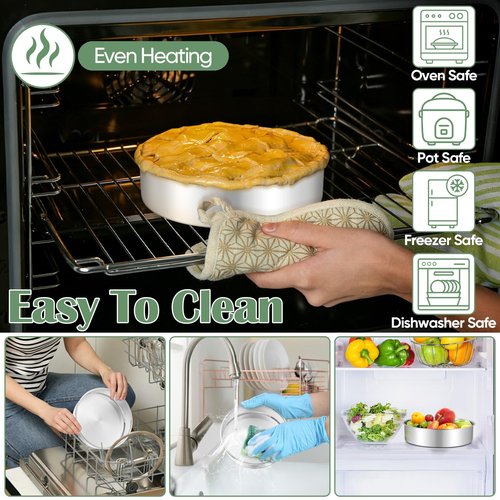 TeamFar 7 Inch Cake Pan Set of 3, Stainless Steel Round Layer Cake Baking Pans Tins for Birthday Wedding, Non-Toxic & Heavy-Duty, Mirror Finish & Leak Proof, Oven & Dishwasher Safe
