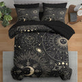 Pamnest Comforter Set Queen Size, Sun Moon Astrology 7 Pcs Bedding for Kids and Adults, Space Science Galaxy Retro Bed Sheet Sets with Fitted Sheet 2 Pillowcases & 2 Shams for Bedroom Bed Decor