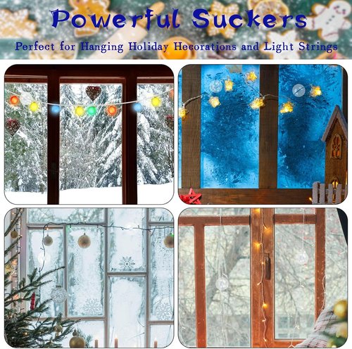 AccEncyc Christmas Light String Suction Cup Holders - 50Pcs for Easy Seasonal Decor Installation