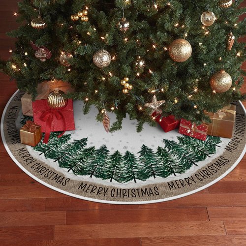 AVOIN colorlife Merry Christmas Christmas Tree Skirt 36 Inch, Snowflake Winter Holiday Tree Mat Decoration