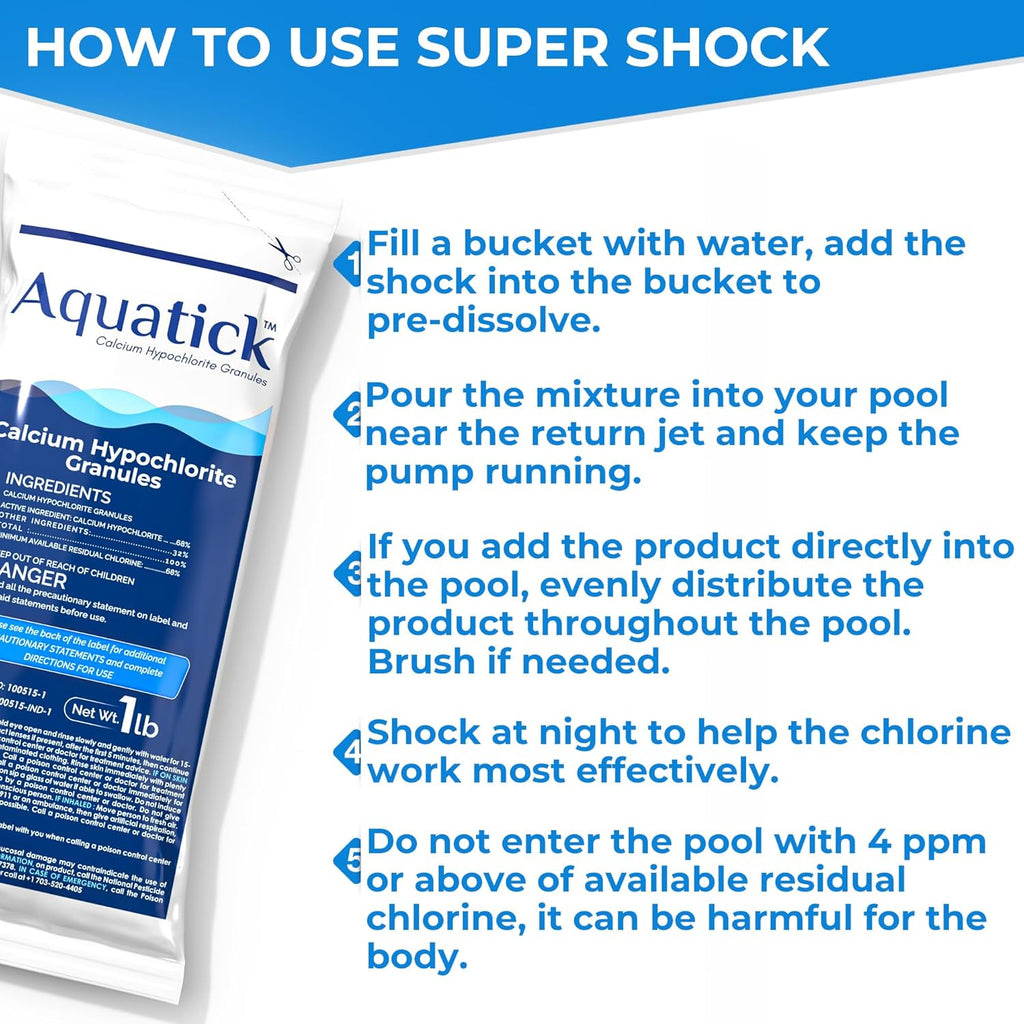 Pro-Grade Chlorine Pool Shock - 68% Cal-Hypo Granular Sanitizer for Crystal Clear Water | 2 Pack, 2lb