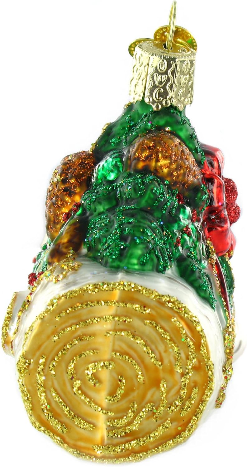 Old World Christmas Yule Log Glass Blown Ornament - Handcrafted Holiday Decoration for Trees