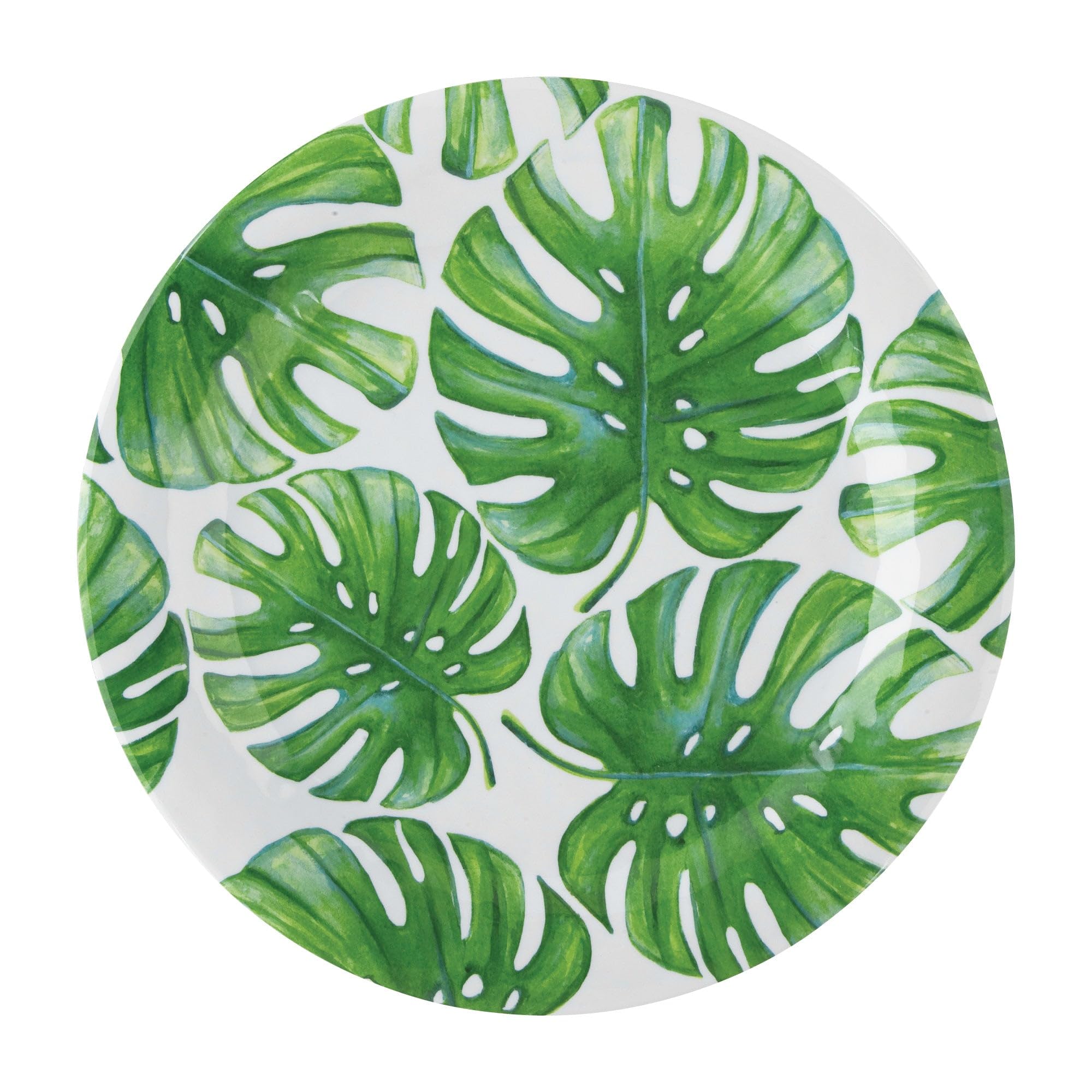 UPware Monstera Melamine Dinner Plate Set, Round Plates for Main course, Pasta, and Salad, BPA-Free, Dishwasher Safe, Green, 11 Inch, Set of 6