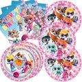 40PCS Super Kitties Party Supplies,Party Tableware Set for 20 Guests，theme Birthday Decorations ，Used for Kittys Birthday Party Supplies