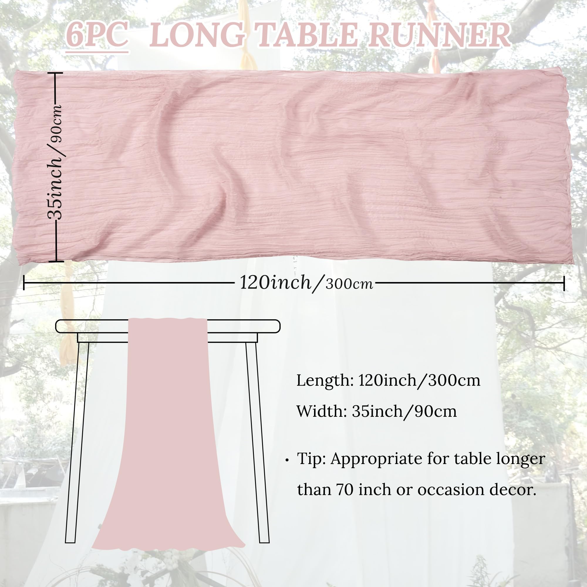 ButterMelt 12 Pack Ivory Cheesecloth Table Runner, Boho 35x120 Inch Long Gauze Decor for Baby Shower, Bridal Shower or Wedding Party
