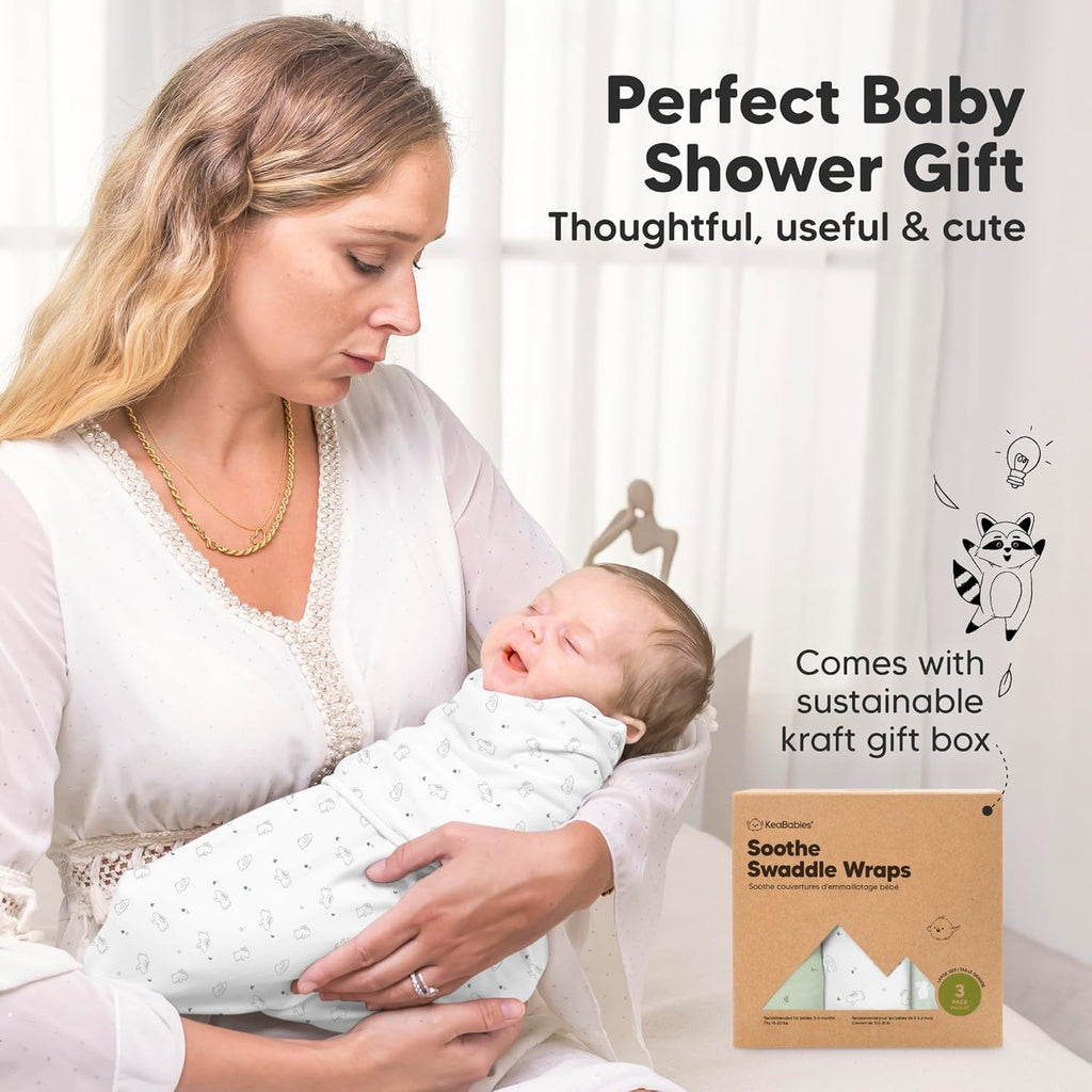 Skiennix Organic Baby Swaddle Sleep Sacks - Soft & Snug Swaddles for Newborns 3-6 Months | Bunnies Design, Large