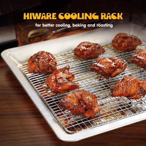 Hiware Cooling Racks for Baking - 2-Pack Stainless Steel Wire | 10" x 15" Oven Safe Cookie Rack