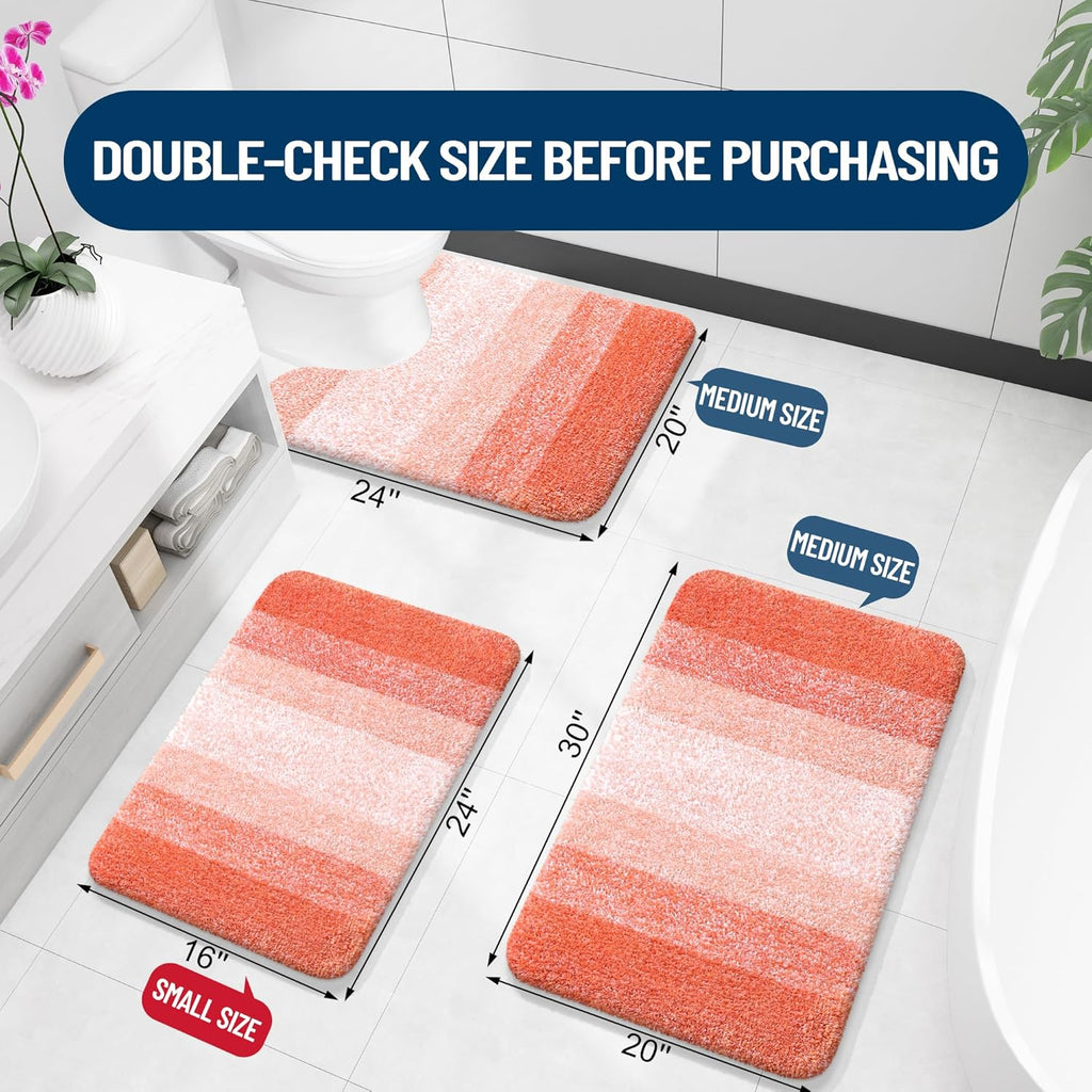 OLANLY Bathroom Rugs - Extra Soft Absorbent Microfiber Mat | Quick Dry, Machine Washable, 36x24, Coral