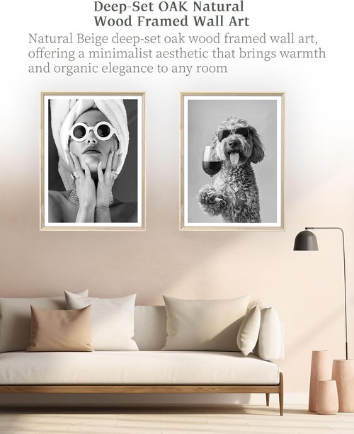 iHery Wall Art - Natural Beige Dimensional Oak Framed Audrey Hepburn Canvas - 12x16in Feminist Decor