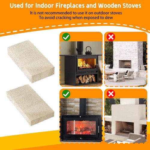 BoldWay Firebricks,Fire Bricks for Wood Stove,High Temperature Resistant Vermiculite Bricks(2700F),Cuttable and Drillable,Ideal for Wood Stoves and Fireplaces,Size 9" x 4-1/2" x 3/4", 6 Pack