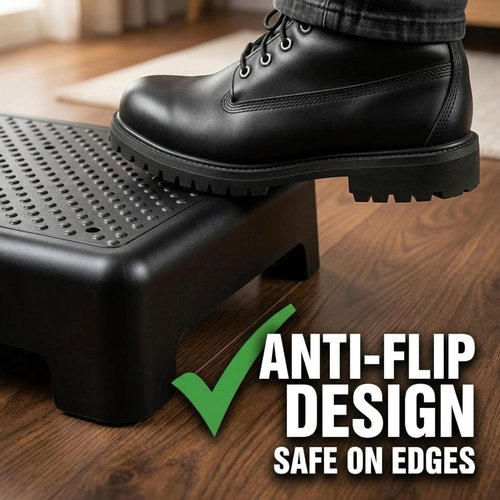 Bed Step for High Beds by Barefoot - Comfortable TPE Soft Pad Mobility Stool | 600lb Heavy Duty Anti-Flip Design for Seniors & Post-Surgery (White-Grey)