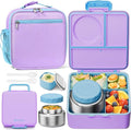 Fimibuke Kids Bento Lunch Box - Leakproof & Insulated Food Jar with Bag & Utensils | BPA Free, 3-4 Compartments