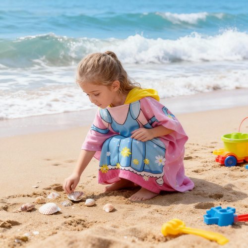 ARNUAETY Princess Kids Hooded Towel for Toddler Girls Soft and Absorbent Poncho Hooded Kids Towel for Beach Bath and Swim, 47.2" L x 23.6" W