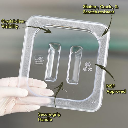 CURTA 6-Pack 1/6 Size 6" Deep NSF Polycarbonate Food Pans with Handled Lids & Drain Trays | Dishwasher & Freezer Safe Clear Container for Prep Tables, Buffet, Salad Bar, Commercial & Home Kitchen
