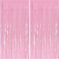 Skiennix Pastel Pink Foil Fringe Backdrop Curtains - Perfect for Birthday & Bridal Shower Decorations