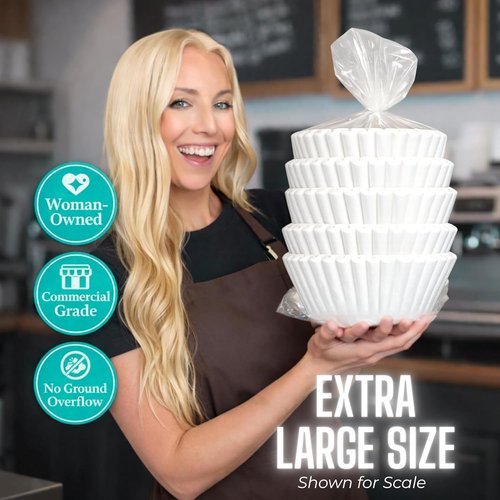 Katy’s Extra Large Coffee Filters - Premium 12.5” x 4.5” for BUNN, Fetco & Curtis Machines | No Ground Overflow