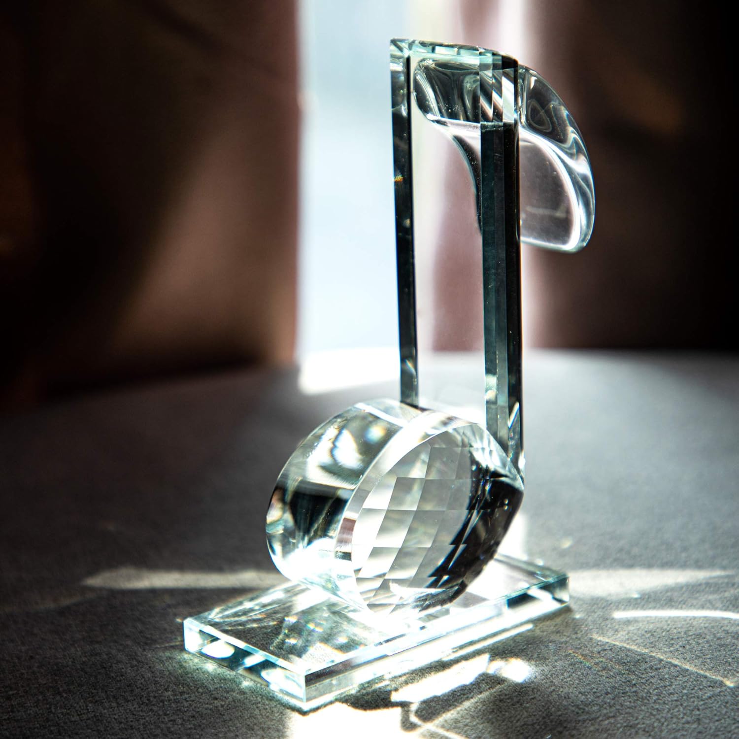 QFkris Crystal Eighth Note Figurine - 5'' Musical Glass Sculpture for Home Decor & Gifts
