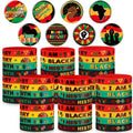 Blosssound 96 Pieces Black History Month Gifts Include 48 Black History Month Silicone Bracelets and 48 Button Pins for Favors Stuffers