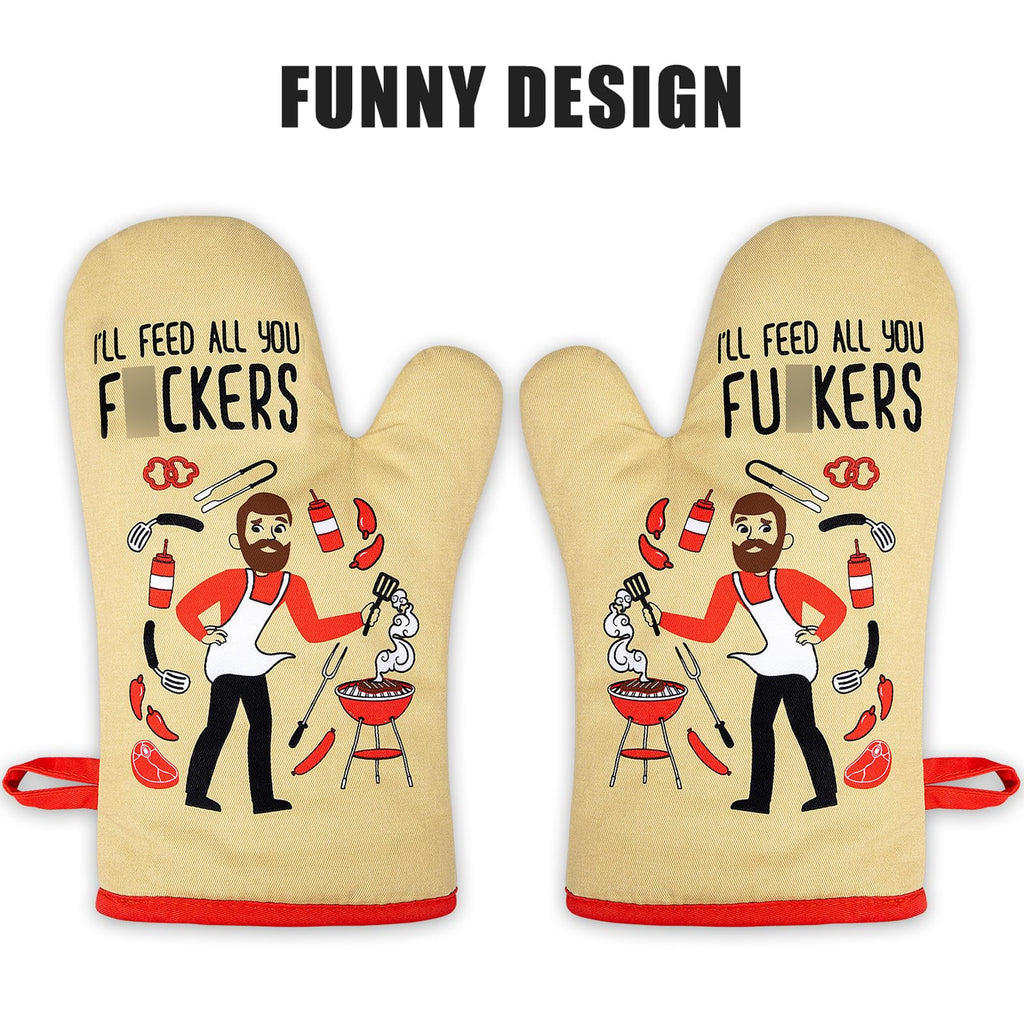 Miracu Funny Oven Mitts, Presents for Chefs, Cooking Gadgets, BBQ Oven Mitt, Unique Gifts for Cooks Dad Brother Him, Manly Fathers Day, Housewarming Grilling Kitchen Chef Gifts for Men Who Cook Grill