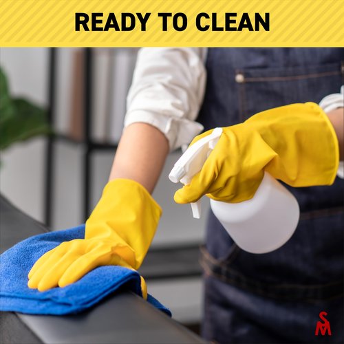 SteadMax 3/6 Pairs Cleaning Gloves, Reusable Natural Rubber Dish Gloves, Waterproof Latex Non-Slip Dishwashing Gloves for Kitchen and Household (Large, 3 Pack)