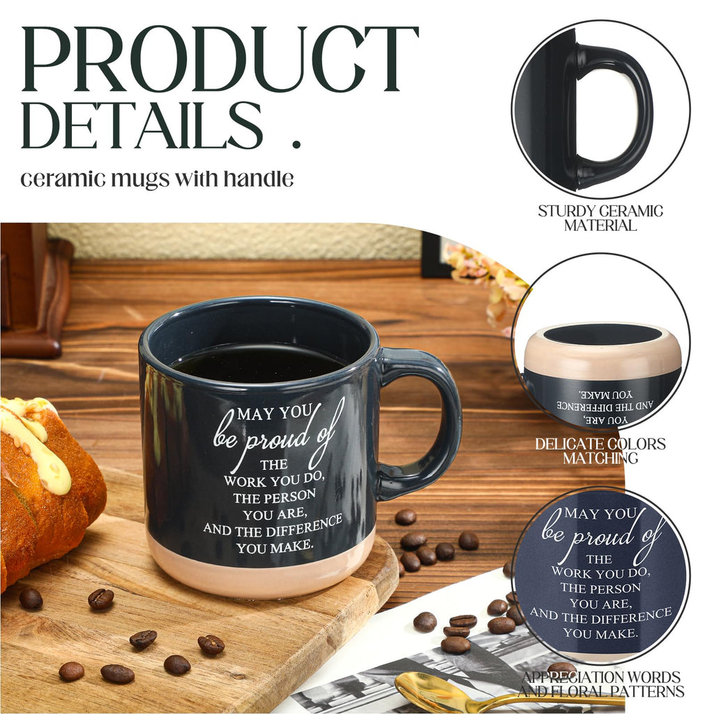 Didaey 4 Pcs Employee Appreciation Gifts Bulk Thank You Gifts Mugs Inspirational Ceramic Mug for Office Coworker Staff Team Back to School(Boho Colors,Proud of)