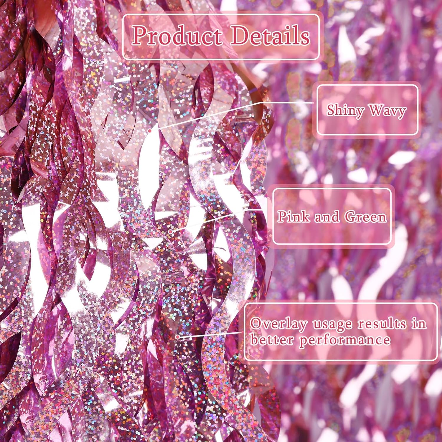 Skiennix 6 Pack Foil Fringe Curtains - Wavy Metallic Tinsel Backdrop for Parties & Events
