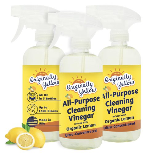 Originally Yellow Lemon Vinegar All Purpose Cleaning Spray | Distilled Cleaning Vinegar | Plant-Derived All Purpose Cleaner | Living Room, Bathroom, & Kitchen | 3 Pack