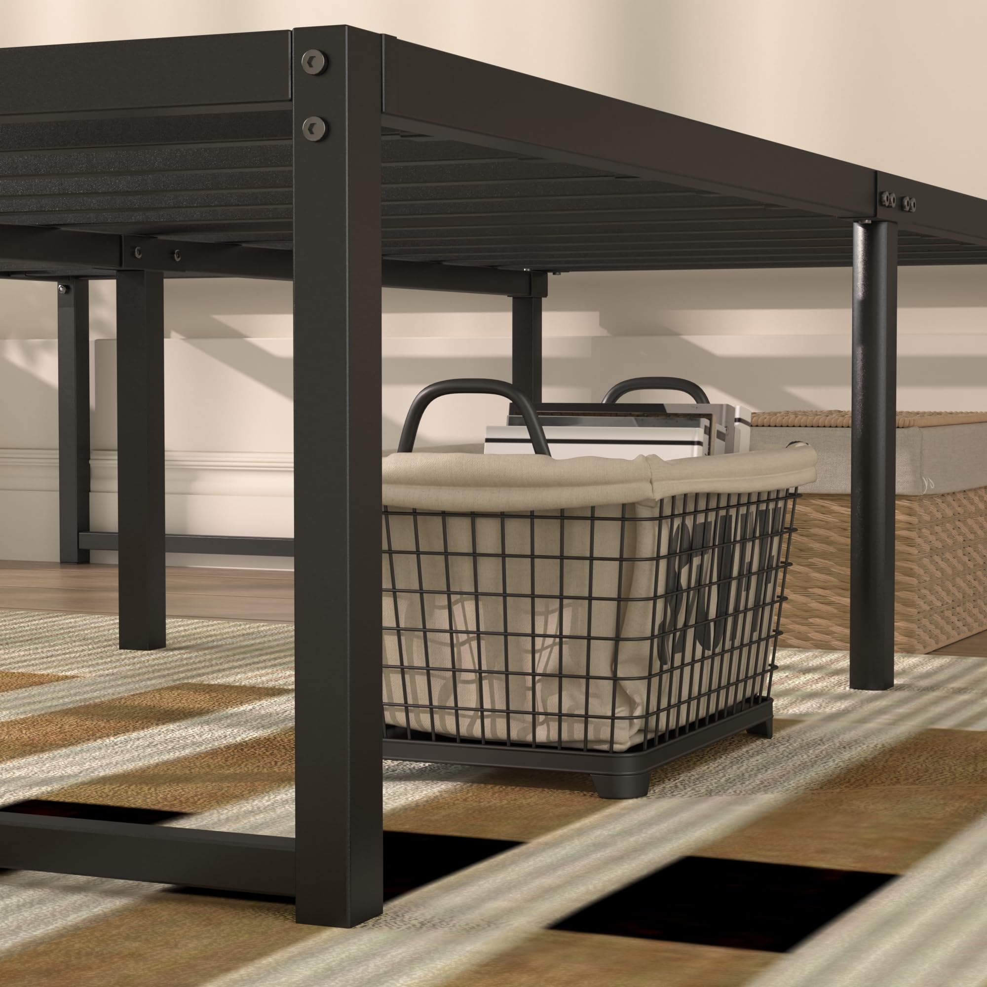 VECELO 14" Queen Bed Frame/Metal Platform Mattress Foundation/No Box Spring Needed