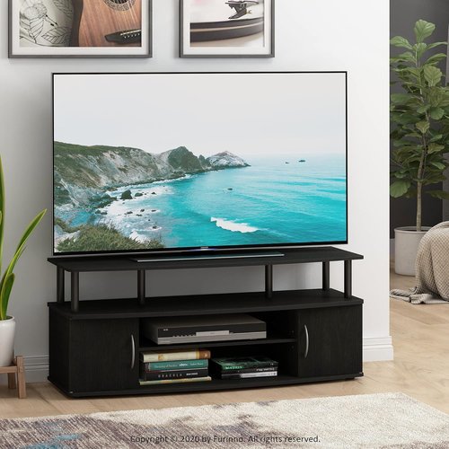 Furinno JAYA Large TV Stand - Stylish Entertainment Center for TVs Up to 55 Inches | Blackwood Finish