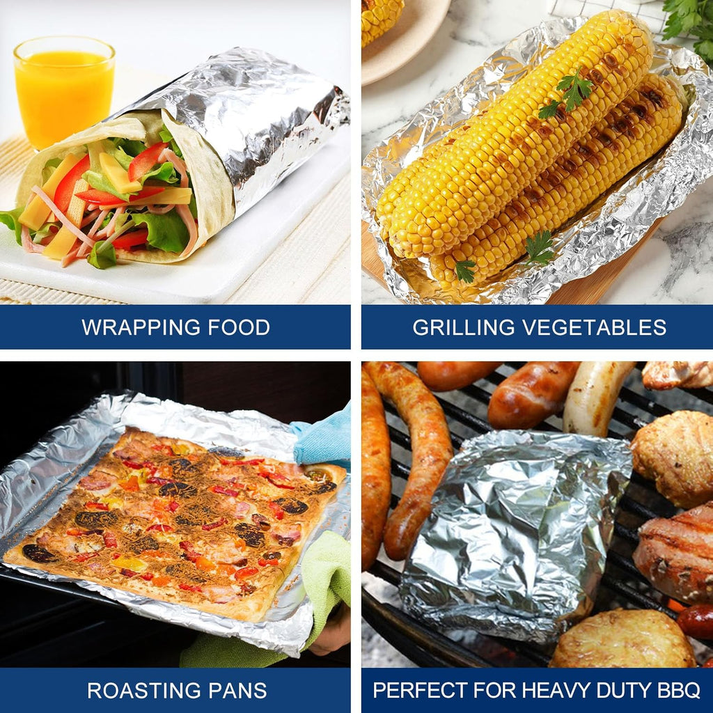 Skiennix Heavy Duty Aluminum Foil Roll - Food Safe 18 Inches x 500 FT for Cooking & Baking
