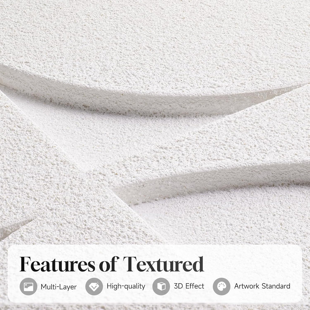 Regine Switzerland Large 3D Textured Framed White Abstract Wall Art - Modern Geometric Design 30x30 In