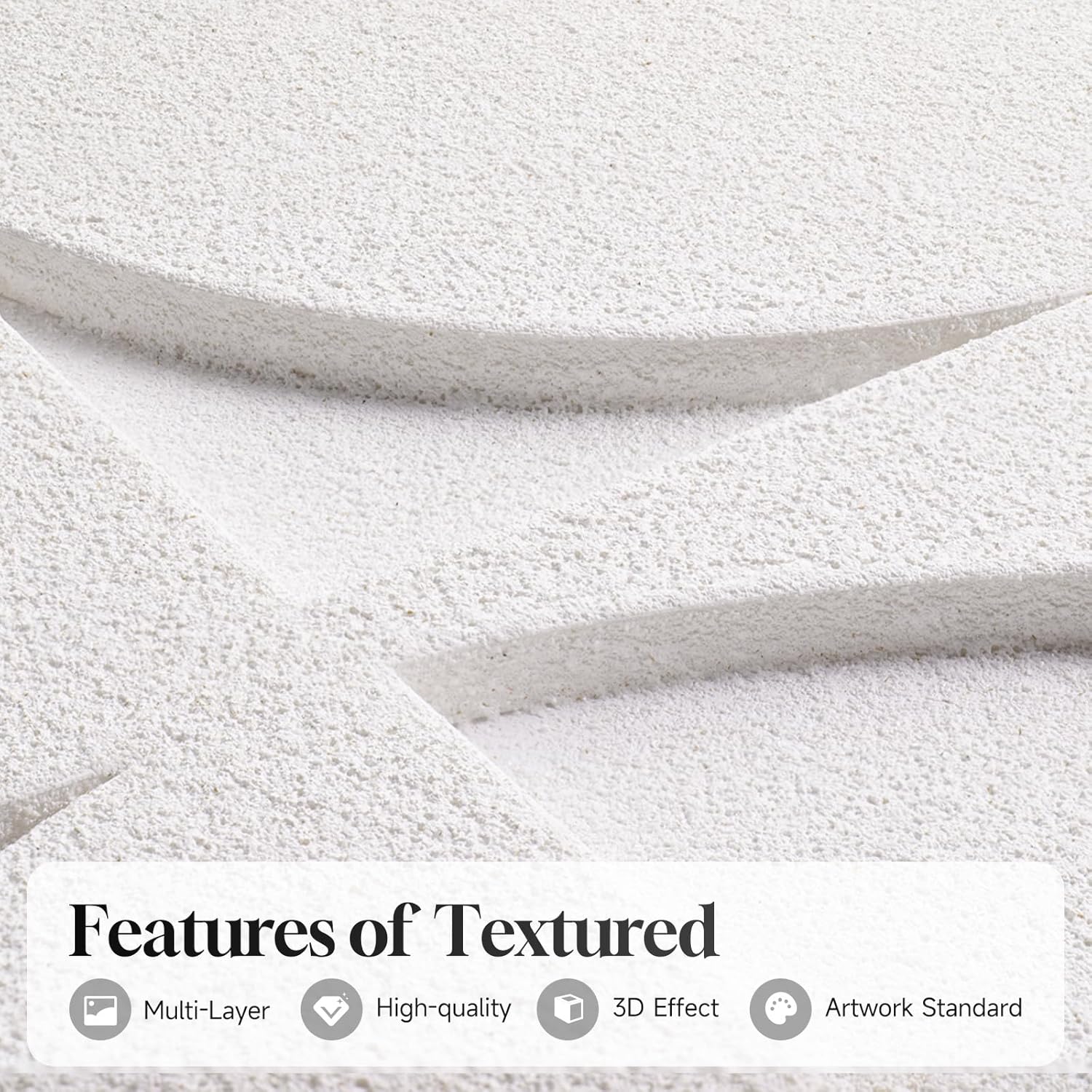 Regine Switzerland Large 3D Textured Framed White Abstract Wall Art - Modern Geometric Design 30x30 In